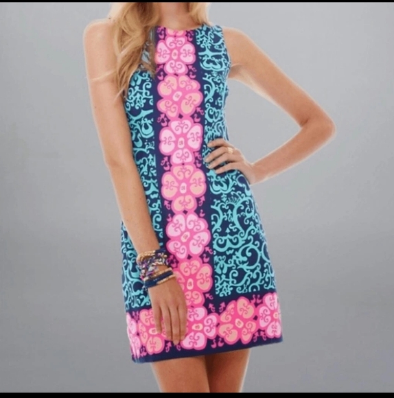 Lilly Pulitzer‎ Delia Fountain Hopping Sleeveless Shift Sz 8 Dress Cotton 74993 - Picture 1 of 15